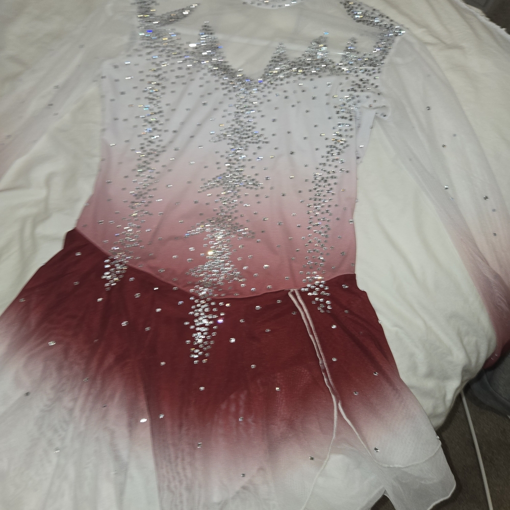 Sparkling Red and White Figure Skating Costume